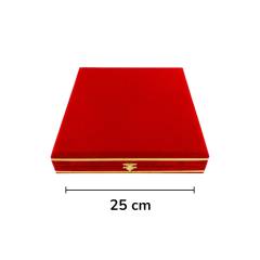 Dm Porselen Kırmızı Plaket Tabak 25 Cm Kadife Kutu