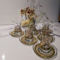 DM PORSELEN GOLD 6'LI ÇAY BARDAĞI