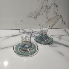 Dm Porselen Açık Mavi 2'Li Çay Bardağı