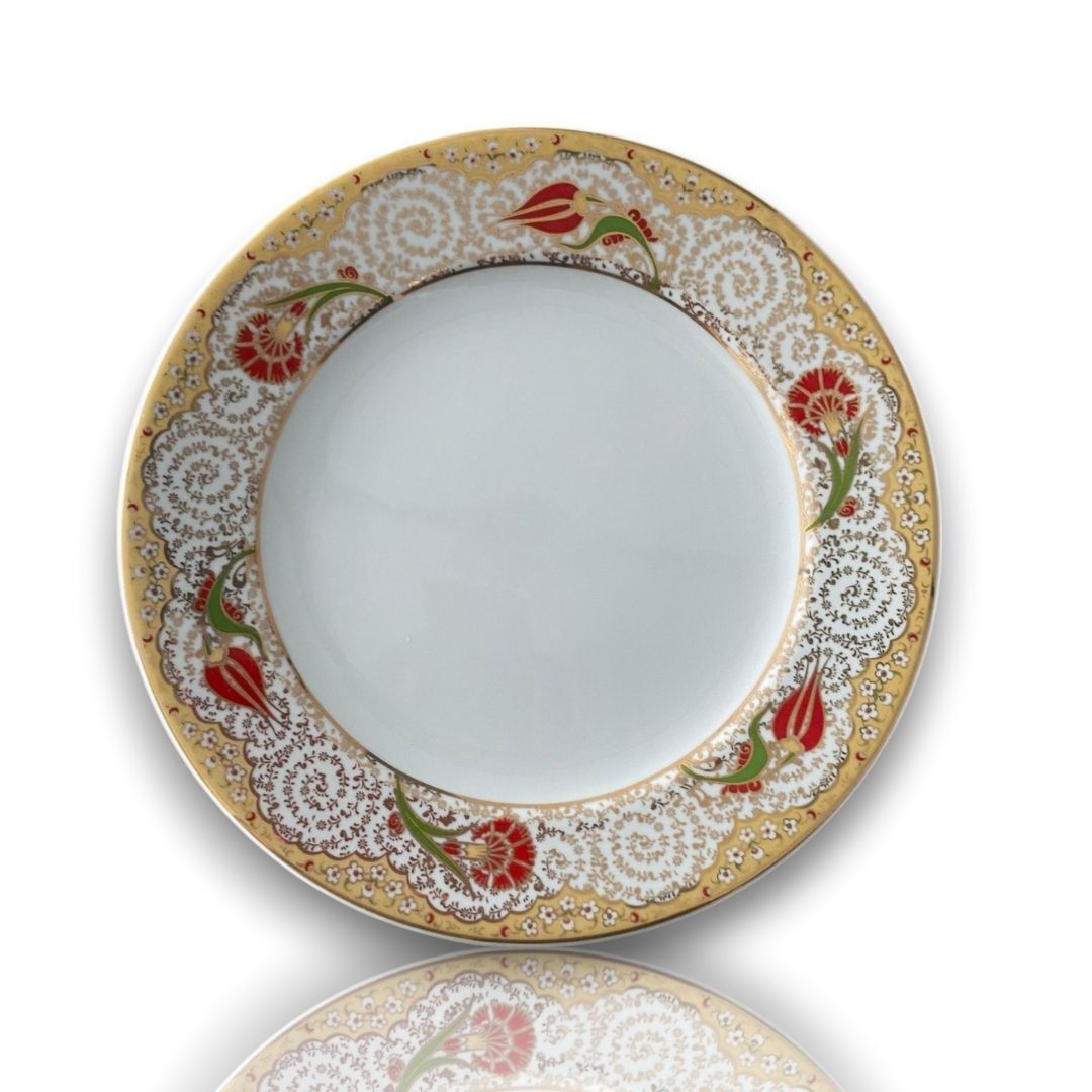 DM PORSELEN DALGALI KARANFİL PORSELEN TABAK 25 CM