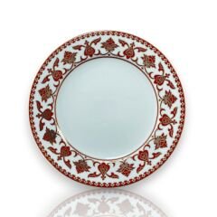 Dm Porselen Kırmızı Desenli Porselen Hediyelik Plaket Tabak 25 Cm