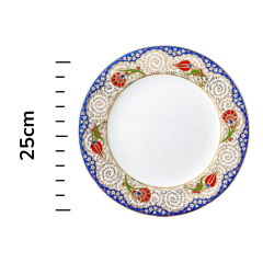Dm Porselen Mavi Karanfil Porselen Hediyelik Plaket Tabak 25 Cm