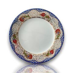 Dm Porselen Mavi Karanfil Porselen Hediyelik Plaket Tabak 25 Cm