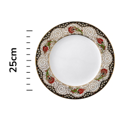 Dm Porselen Siyah Altın Porselen Hediyelik Plaket Tabak 25 Cm