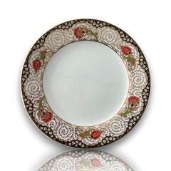 Dm Porselen Siyah Altın Porselen Hediyelik Plaket Tabak 25 Cm