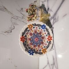 DM PORSELEN BEYAZ EL İŞÇİLİĞİ TABAK 25 CM