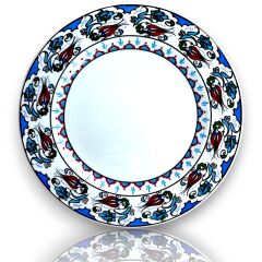 Dm Porselen Mavi Lale Porselen Hediyelik Plaket Tabak 25 Cm