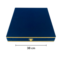Dm Porselen Kadife Kutu 38 Cm Tabak Lacivert