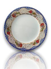 Dm Porselen Kadife Kutulu Mavi Karanfil Porselen Hediyelik Plaket Tabak 25 Cm