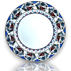 Dm Porselen Kadife Kutulu Mavi Lale Porselen Hediyelik Plaket Tabak 25 Cm