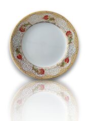 Dm Porselen Kadife Kutulu Dalgalı Karanfil Porselen Hediyelik Plaket Tabak 25 Cm