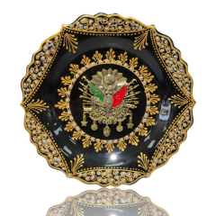 Dm Porselen Osmanlı Tuğralı El Yapımı Hediyelik Plaket Çini Tabak