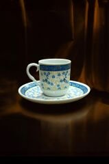 Dm Porselen Kadife Kutulu Yeni Haliç 4'lü Kahve Fincan Takımı-Mavi