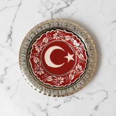 Dm porselen Ayyıldız İşlemeli 34cm Gümüş Tabak Kadife Kutulu